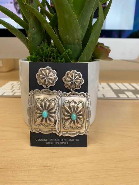 The Chelsea Stamped Earrings || Turquoise