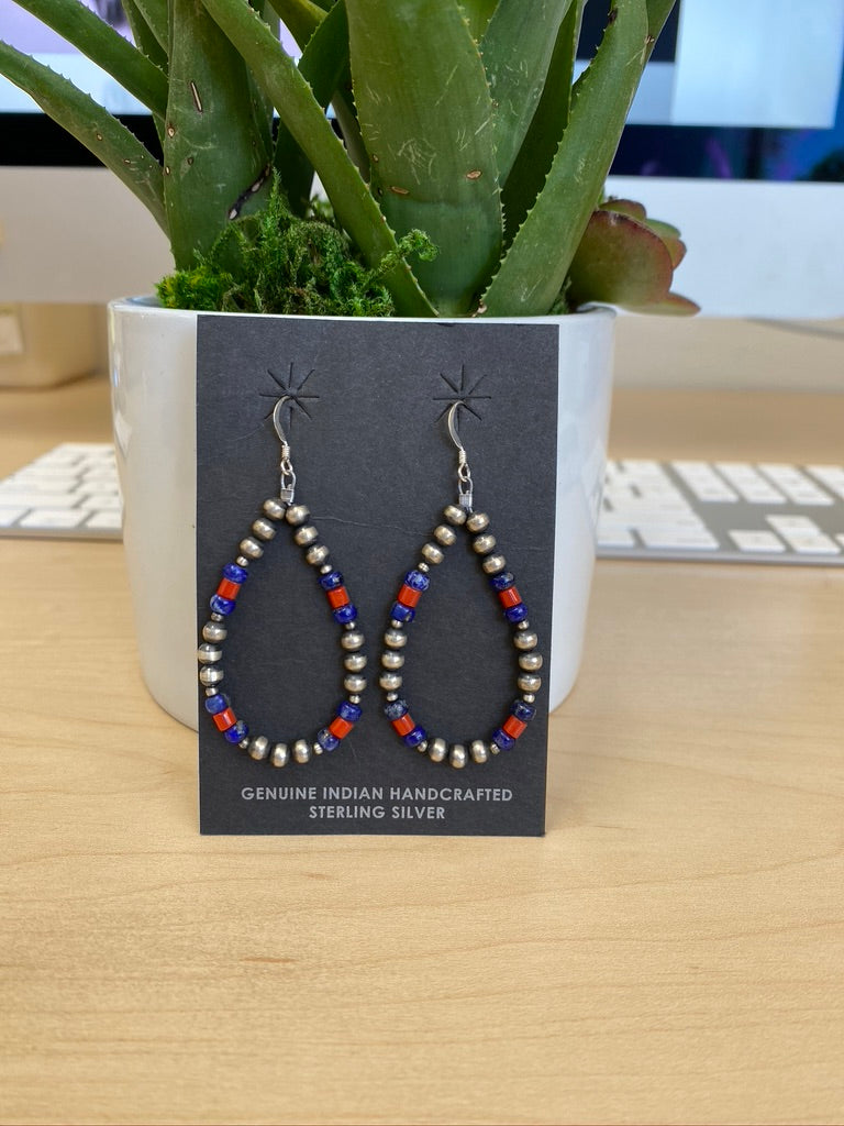 Brianna Navajo Pearls with Coral and Lapis