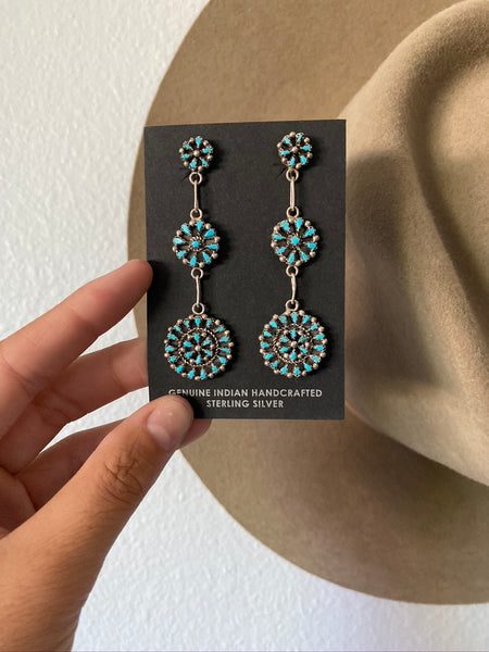 Caroline Needle Point Dangles || Turquoise