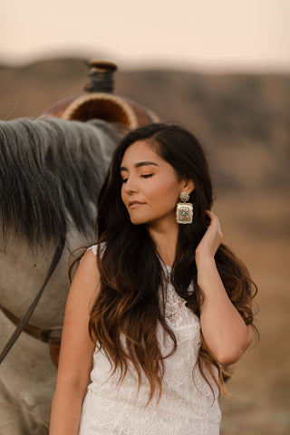 The Chelsea Stamped Earrings || Turquoise