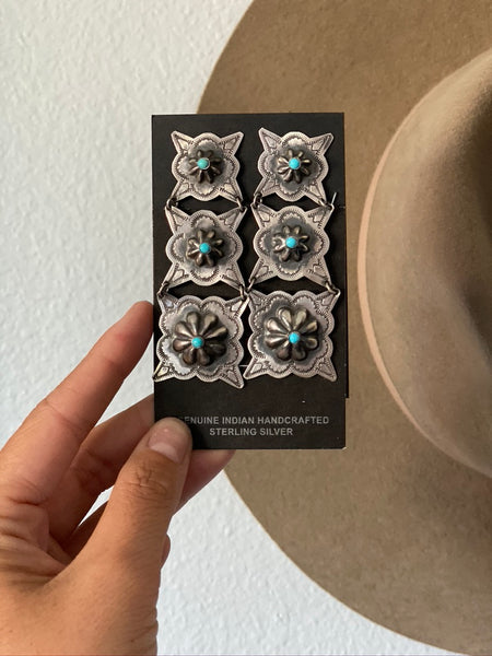The Josey Stamped Earrings || Turquoise